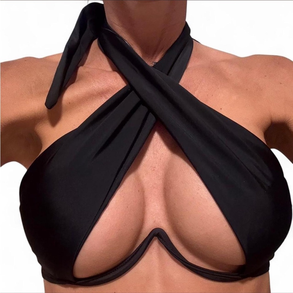 Black Halter Neck Bikini Top